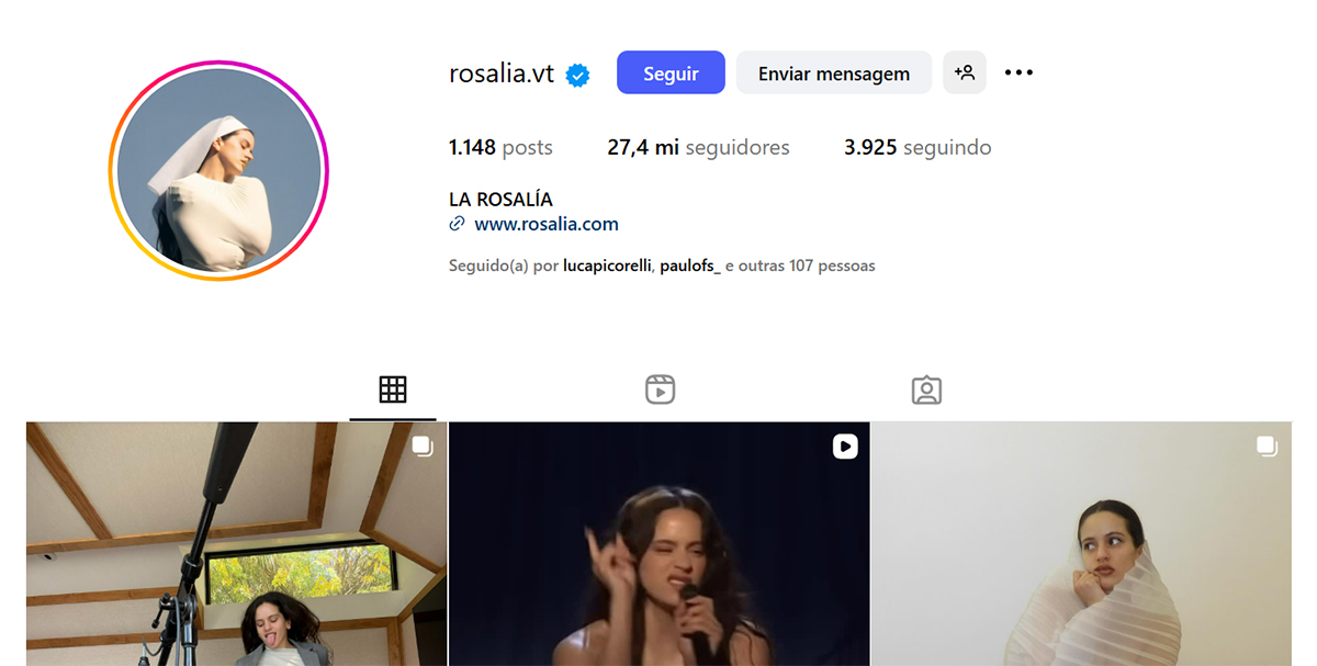 18 perfis brasileiros que Rosalía segue no Instagram