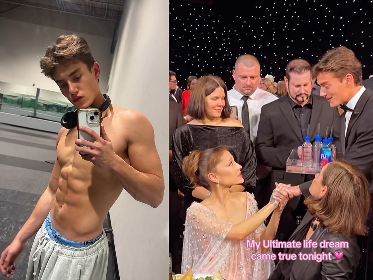 Garçom do Critics Choice Awards quebra protocolo e se declara para Ariana Grande: "Fã desde os 4 anos"
